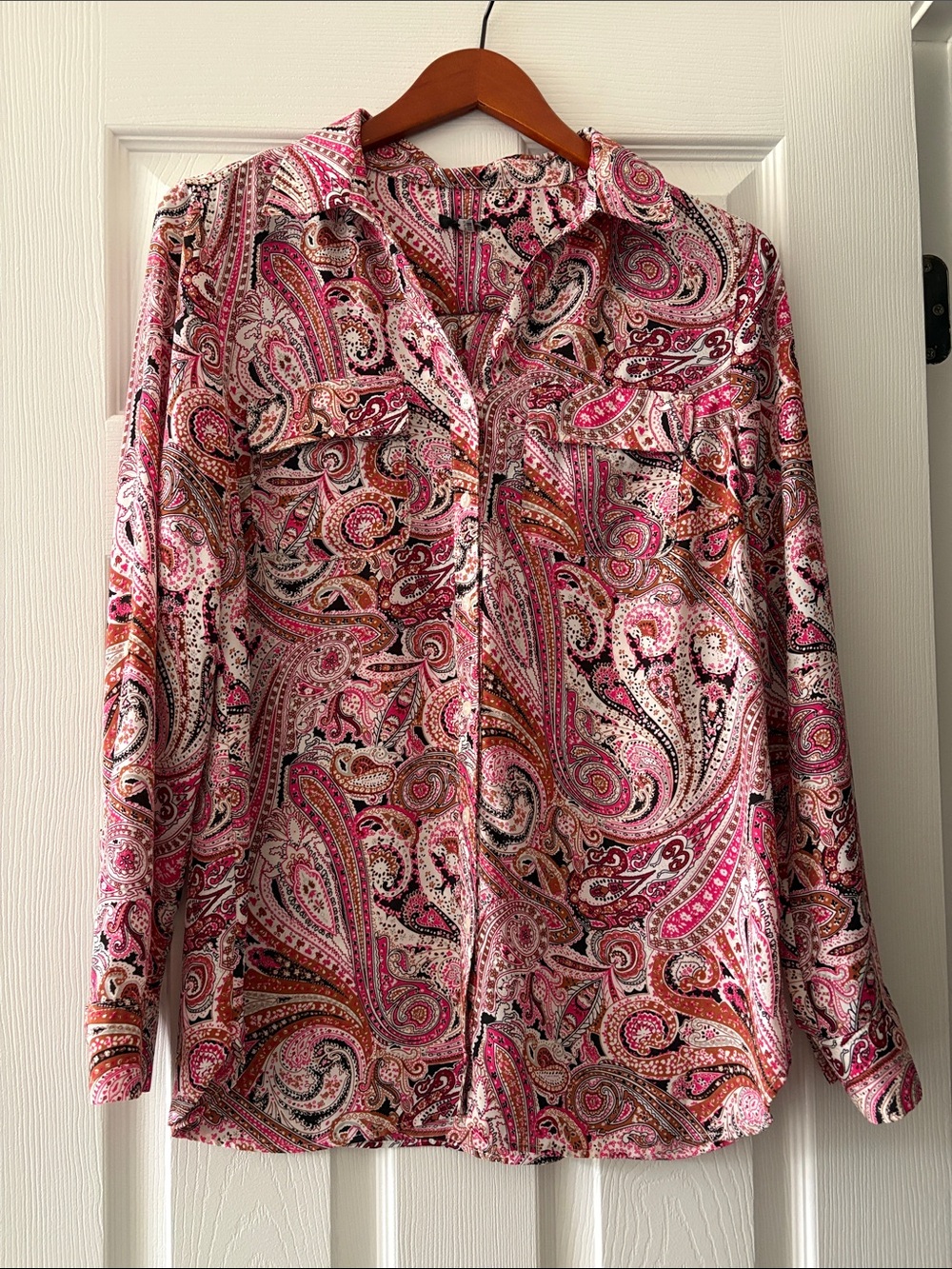 Talbots Pink Paisley Button-Down Blouse